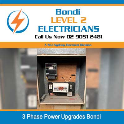 3 phase electrical upgrades with meter box showing meters and circuit breaker panel in Bondi